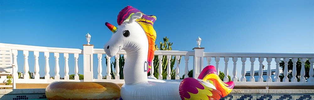 unicorn in swimming pool