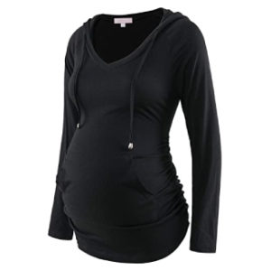 Maternity V-Neck Long Sleeve Hoodie