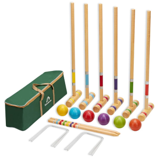 Apudarmis Six Player Croquet Set With Premium Pine Wooden Mallets