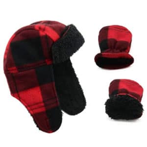 Century Star Baby Fleece Hat Warm Earflap Kids Caps Toddler Boys Winter Hat and Mitten Set