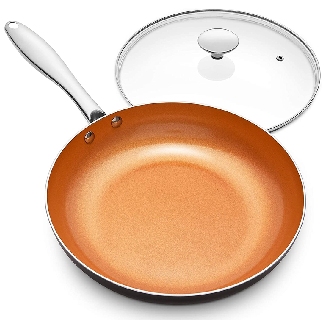 Michelangelo Frying Pan With Lid, Nonstick 8 Inch