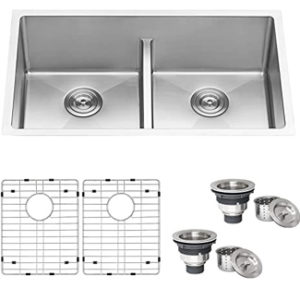 Ruvati 32-inch Low-Divide Undermount Tight Radius 50/50 Double Bowl