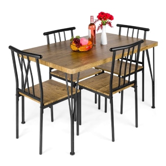 Best Choice Products 5-Piece Metal And Wood Indoor Modern Rectangular Dining Table 