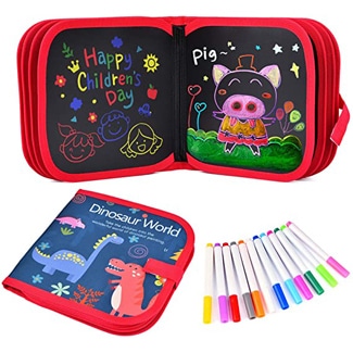 Kids Erasable Doodle Books With 12 Watercolor Pens