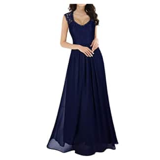 Miusol Deep V-Neck Sleeveless Vintage Maxi Dress