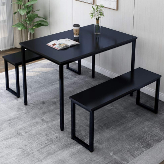 Rhomtree 3 Pieces Dining Set Table With 2 Benches