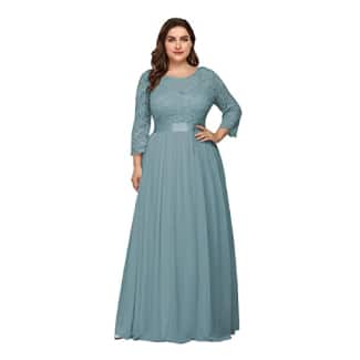 Alisapan Womens Plus Size Long Lace Bridesmaid Dress