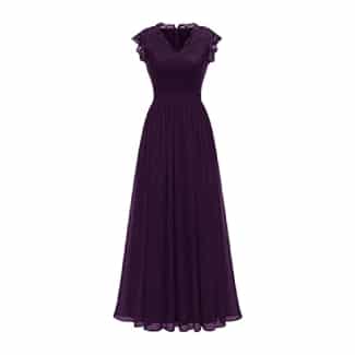 Dressystar Women's V Neck Sleeveless Lace Bridesmaid Dress