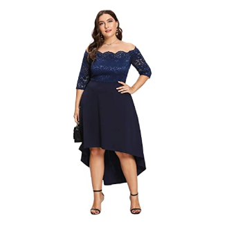Floerns Women's Plus Size Vintage Lace Cocktail Party Dress