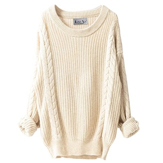 Liny Xin Cashmere Oversized Loose Knitted Crew Neck Sweater