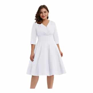 Hanna Nikole 1950S Style Sleeved Plus Size Swing Dress