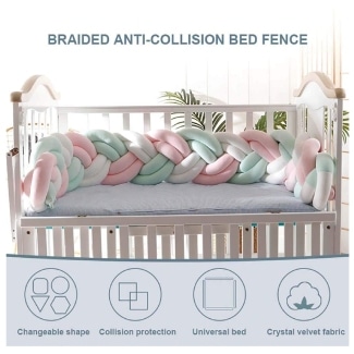 Cot Bumper Braid Pillow Baby Head Guard Bumper Knot Braid Pillow Cushion For Baby Bed
