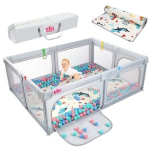 EIH Extra Large Playpen for Babies with Gate