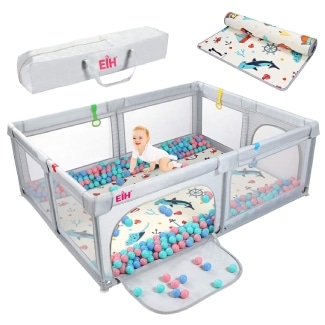 Eih Extra Large Playpen For Babies With Gate