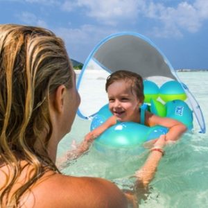 LAYCOL baby swimming pool float with removeable UPF 50+ sun protection