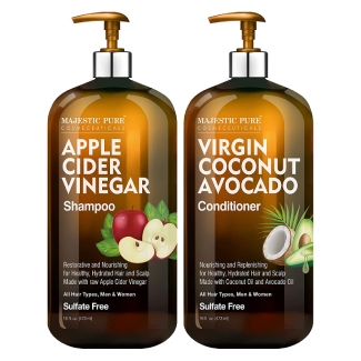 Majestic Pure Apple Cider Vinegar Shampoo And Avocado Coconut Conditioner Set