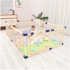 Kids Baby Toddler Playpen Indoor Portable Wooden Freestanding