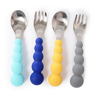 Chewbeads Flatware - 4 Piece Silicone And Stainless Steel Silverware