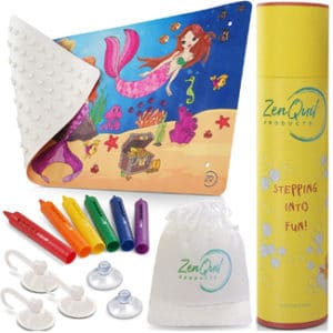 ZenQuil Products Kids Bath Mat, Machine Washable, Non Slip Mermaid Bath Mat, 3-in-1 Bundle