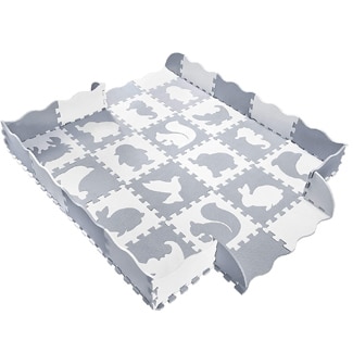 Baby Play Mat With Fence Animals And Foam Tiles By Wonder Bebe