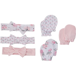 Hudson Baby Unisex Cotton Headband And Scratch Mitten Set
