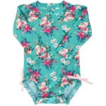 RuffleButts Long Sleeve One Piece Swimsuit with Zipper