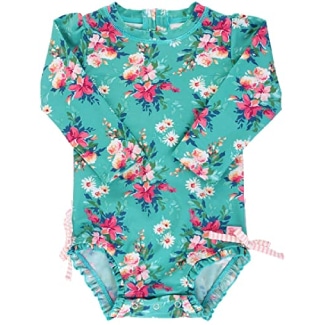 Rufflebutts Long Sleeve One Piece Swimsuit With Zipper