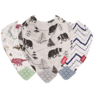 Nuby Reversible 100% Natural Cotton Muslin 3 Piece Teething Bib