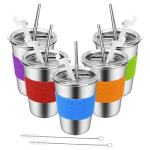 Stainless Steel Kids Cups with Straws and Lids