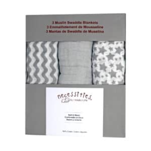 Rose Textiles Star Wave 3-Piece Muslin Swaddle Blanket Set