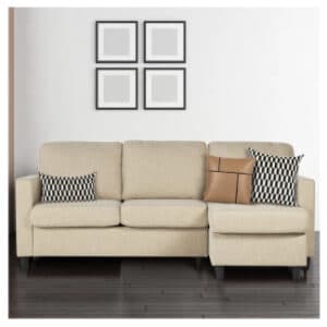 wide right hand facing sofa chaise with ottoman