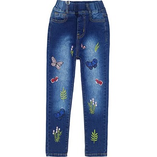 KIDSCOOL SPACE Little Girl Embroidered Jeans