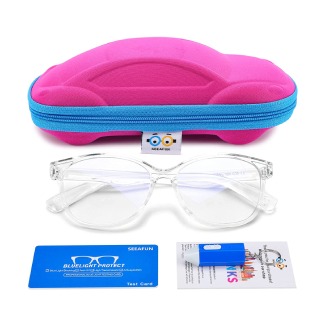 Kids Blue Light Glasses with Cute Car Case