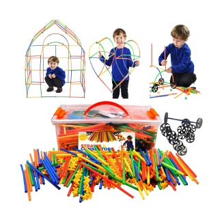 Playlearn LARGE 816 Piece Straws Builders Construction Building Toy