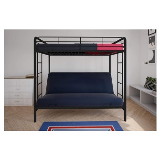 DHP Twin-Over-Futon Convertible Couch and Bed with Metal Frame and Ladder