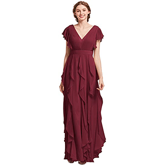 AW BRIDAL Long Chiffon Bridesmaid Dress