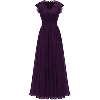 Dressystar Women's V Neck Sleeveless Lace Bridesmaid Dress