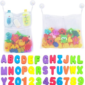 Comfylife 2 x Mesh Bath Toy Organizer with Letters and Numbers