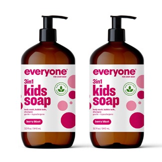Everyone 3-in-1 Kids Soap, Body Wash, Bubble Bath, Shampoo, Coconut Cleanser with Organic Plant Extracts and Pure Essential Oils