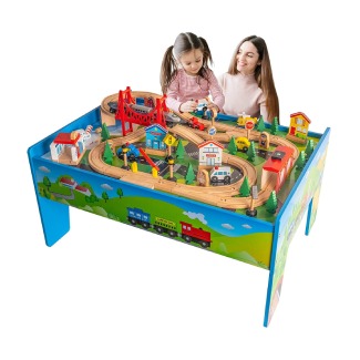 FUNPENY Train Table and Railway City Set for Toddlers