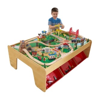 KidKraft Waterfall Mountain Wooden Train Set and Table