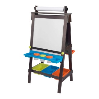 KidKraft Wooden Storage Easel with Dry Erase and Chalkboard Surfaces