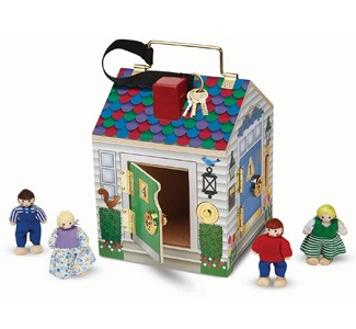 Melissa and Doug Take-Along Wooden Doorbell Dollhouse