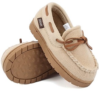 SEMARY Toddler Moccasin Memory Foam Slippers