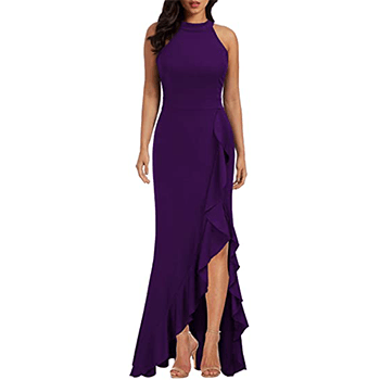 Woosea High-Neck Split Bodycon Mermaid Evening Cocktail Dress