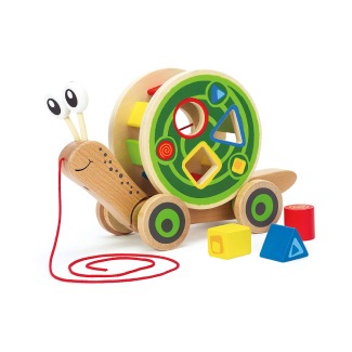 Hape Walk-A-Long Snail Toddler Wooden Pull Toy