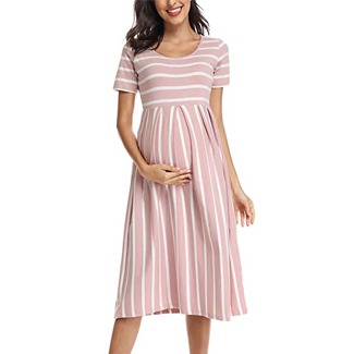 BBHoping Casual Striped Maternity Dress
