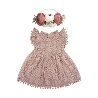 BGFKS Lace Dress with Flower Headband