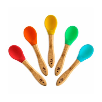 Bambüsi Premium Bamboo Spoons with Soft Silicone Tips – Set of 5