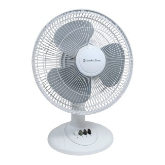 Comfort Zone Quiet 3-Speed Oscillating Table Fan